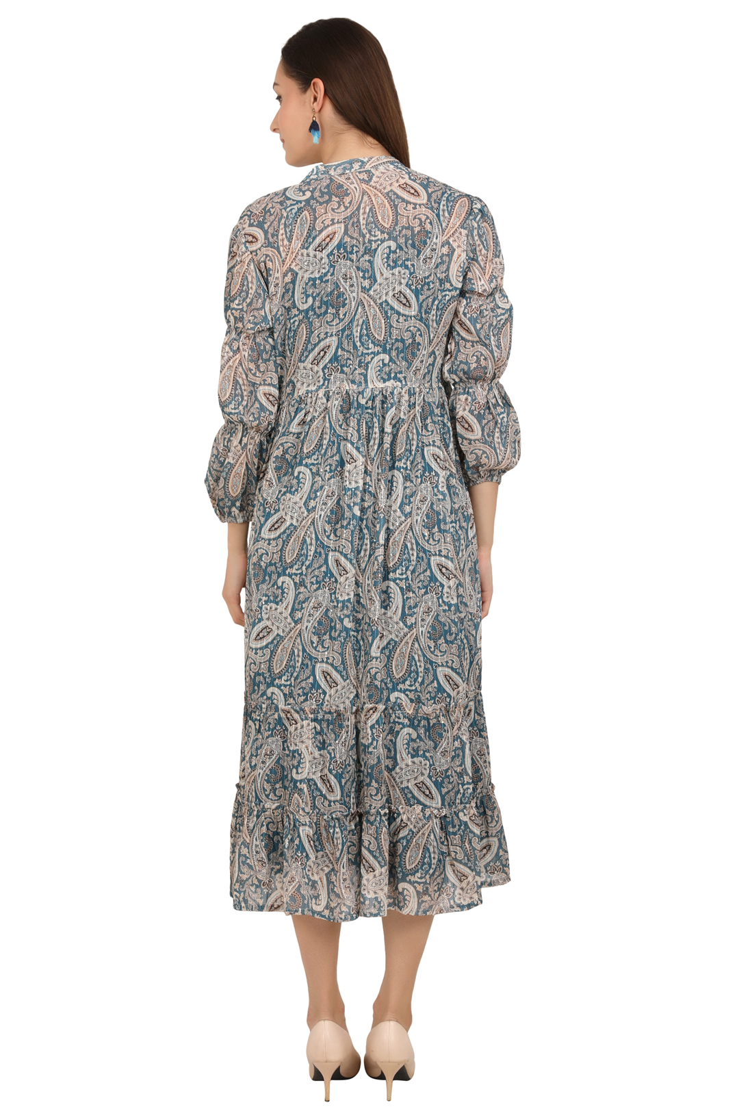 Rayon Smoking Ethnic Dress With  paisley lurexJacket Shrug