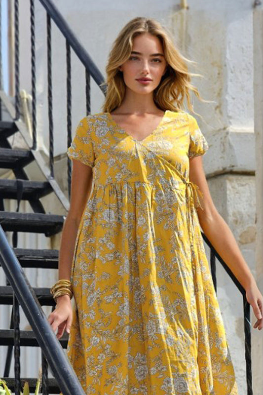 Wrap Yellow Floral Dress