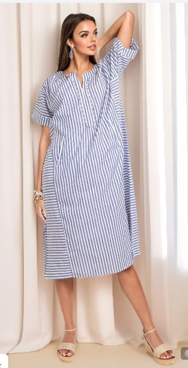 Aqua Align engineered stripe - Liberty Blue tunic(kurta)