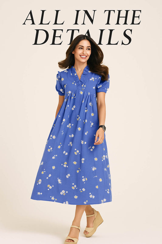 Blue Daisy Floral Dress
