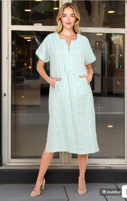 Aqua Align Engineered striped -Mintpastel  long tunic *kurta)