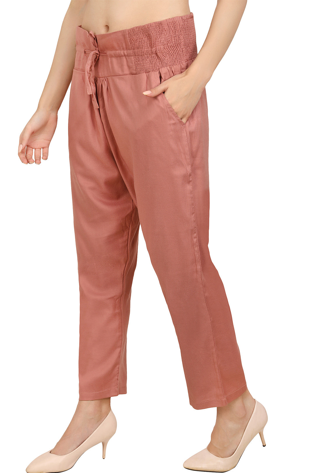 Casual smocked waist Trousers for women