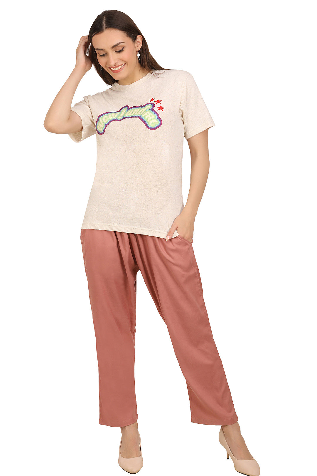 Casual smocked waist Trousers for women