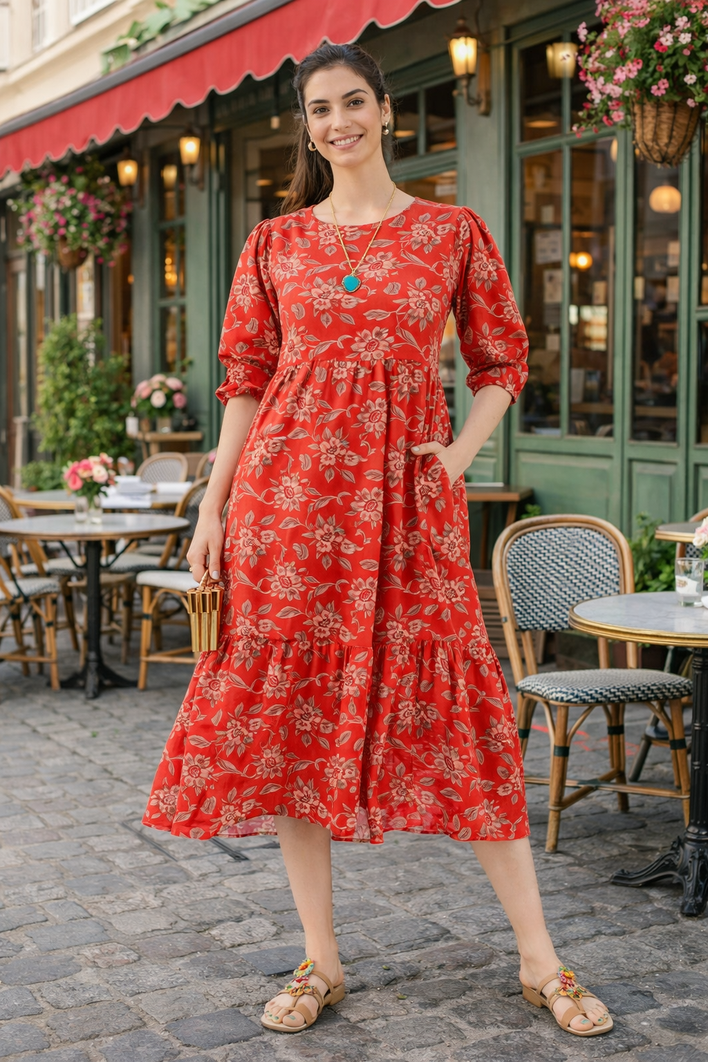 Sage Dress (Red/Blue)