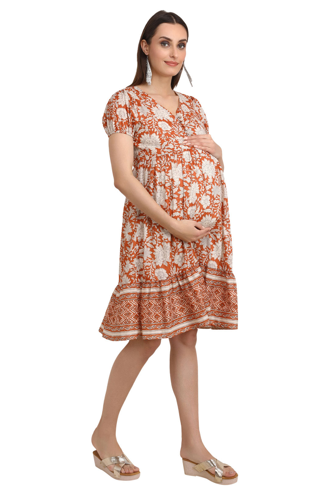 Oriental Print - fit and flare maternity