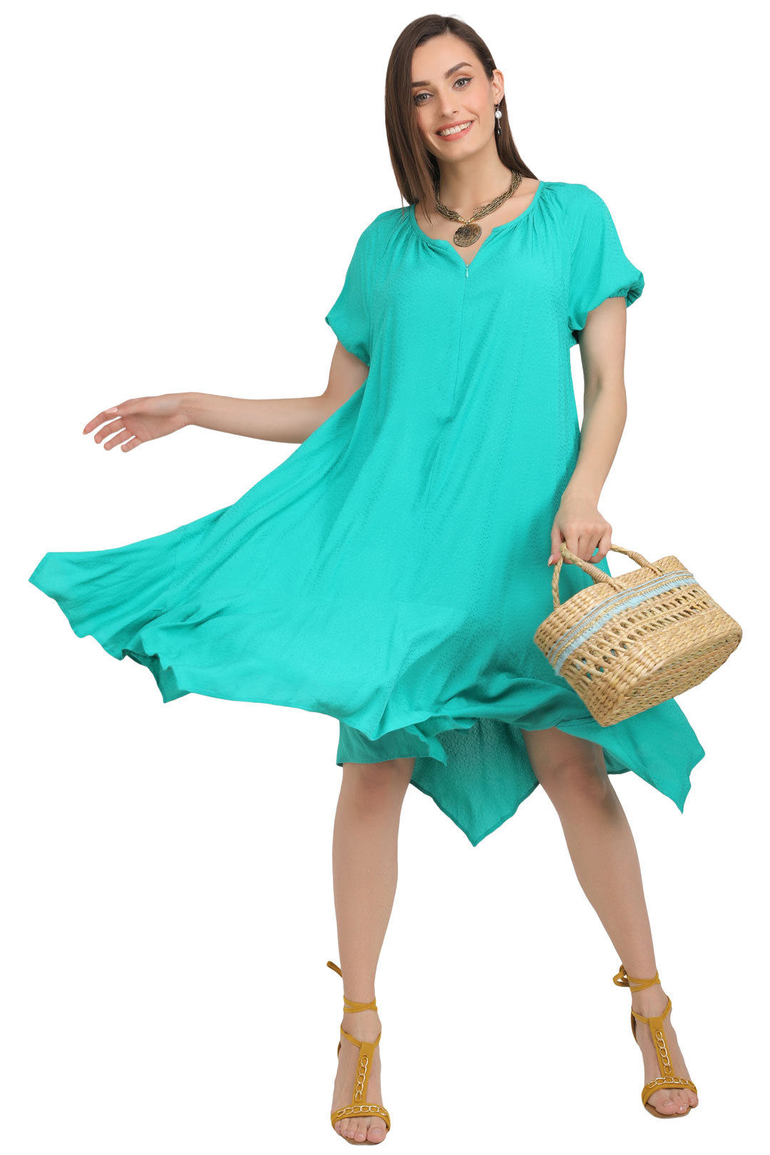 Turquoise Hanky Hem Dress