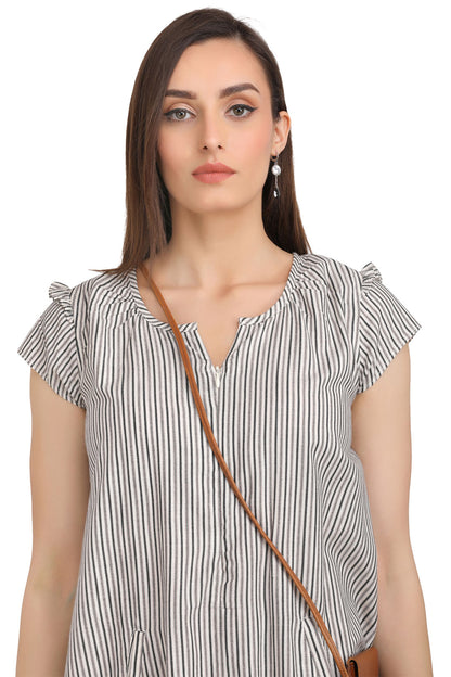 Urban Stripe Lurex Tiered Dress