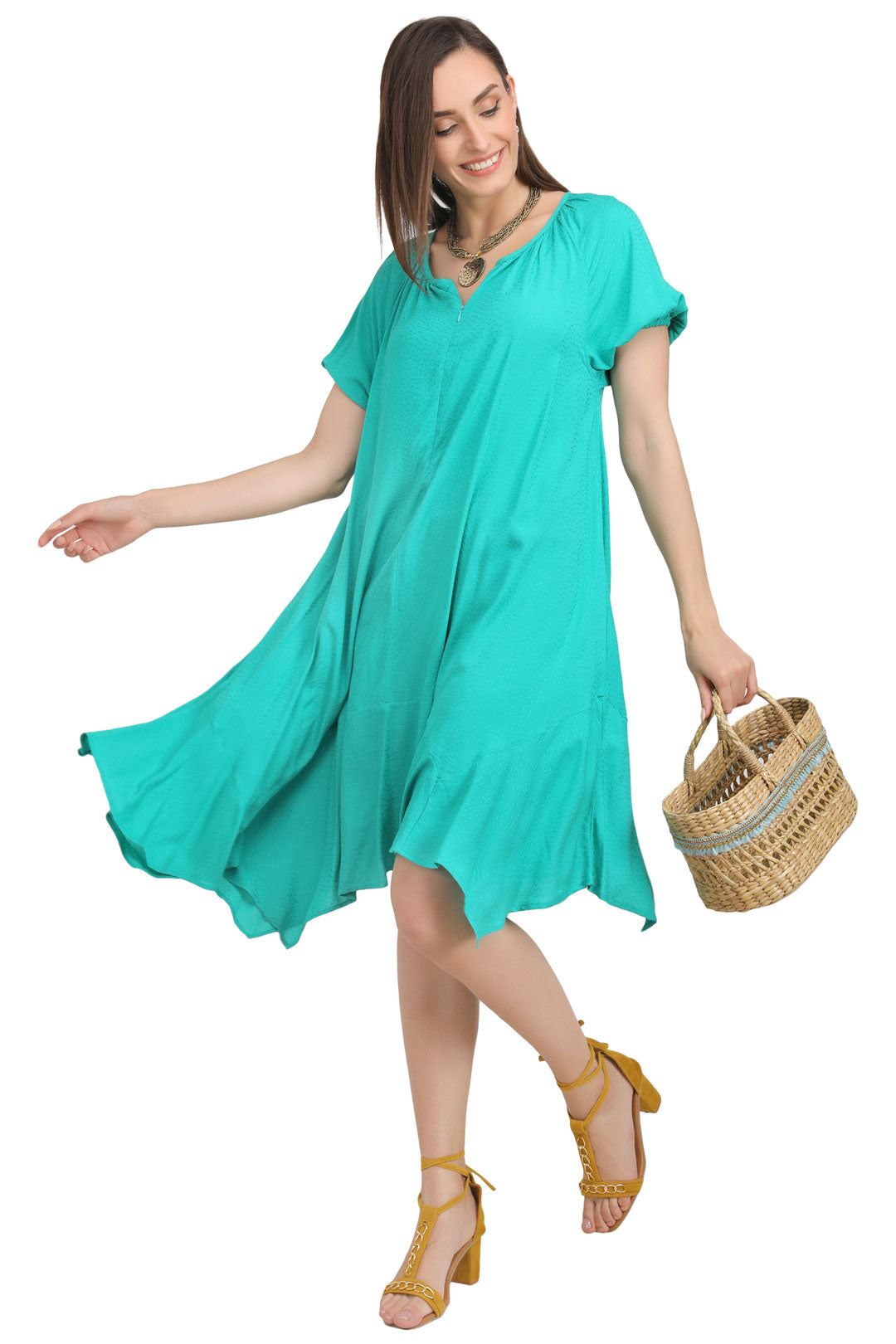 Turquoise Hanky Hem Dress