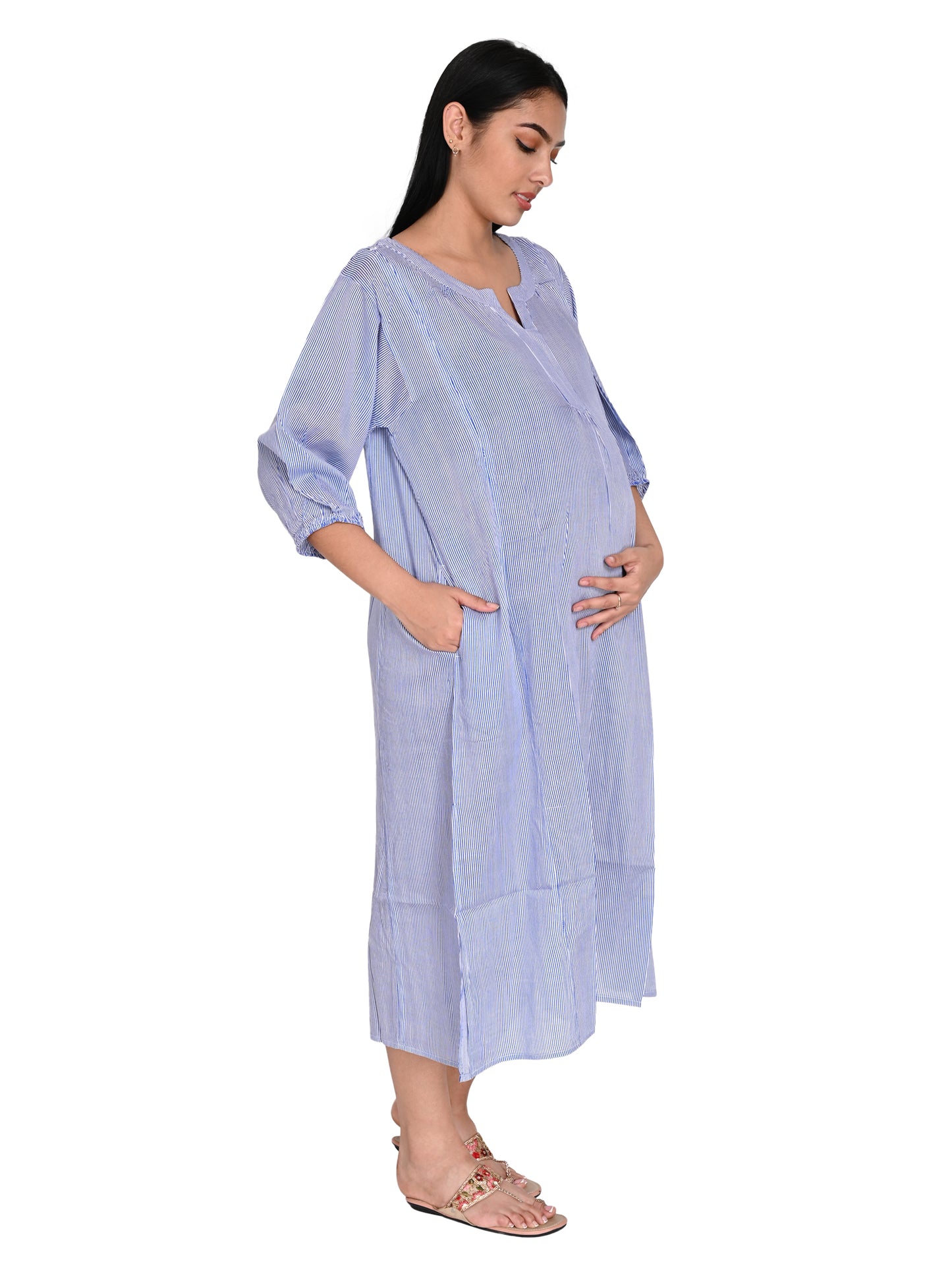 Blue long Maternity Tunic_4