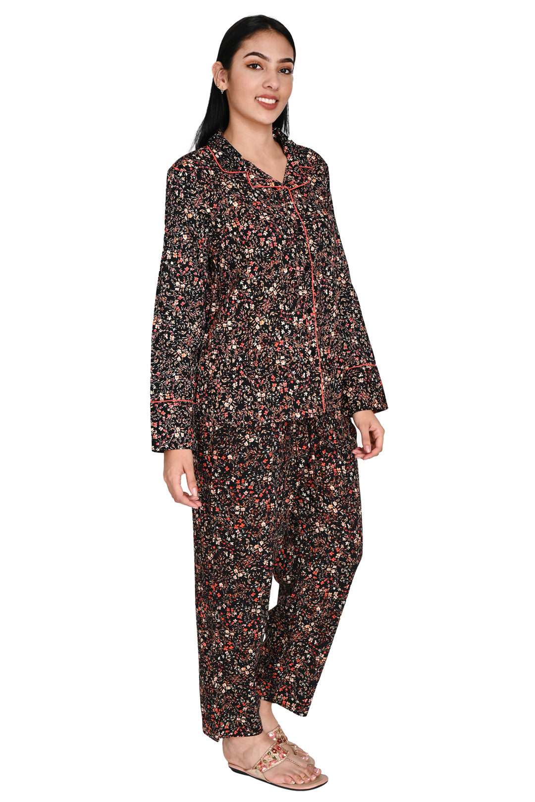 Black Ditsy floral PJ Set-2