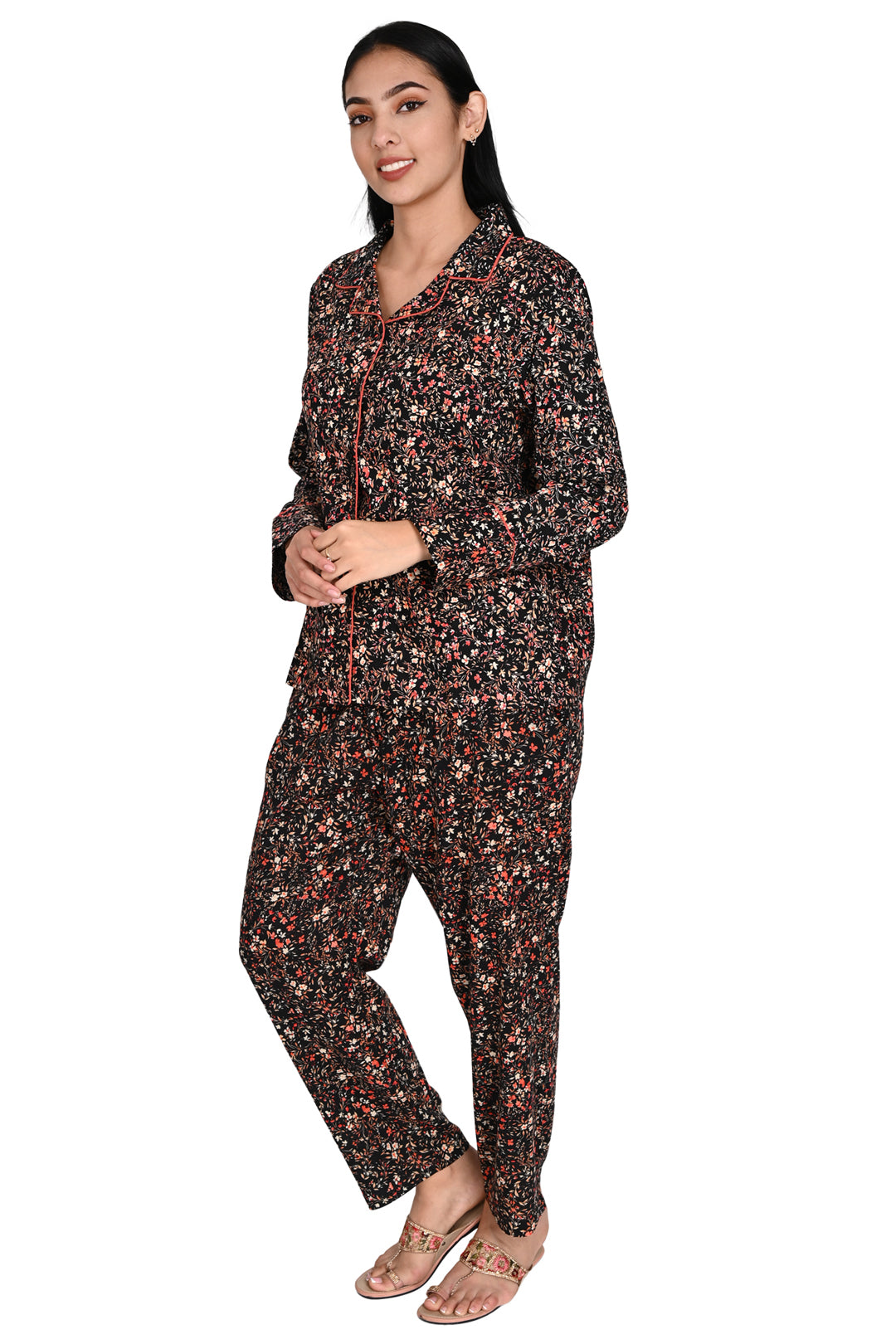 Black Ditsy floral PJ Set