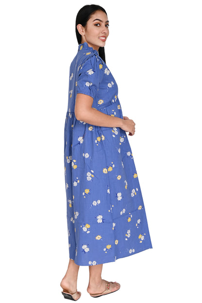 Blue Daisy Floral Dress-2