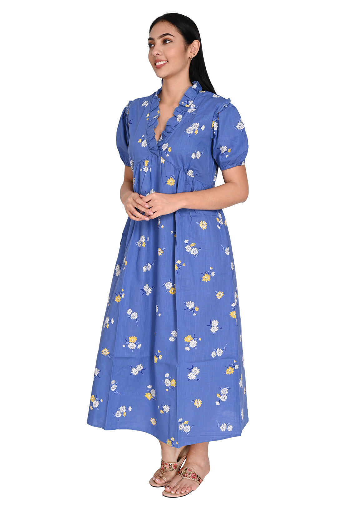 Blue Daisy Floral Dress-1