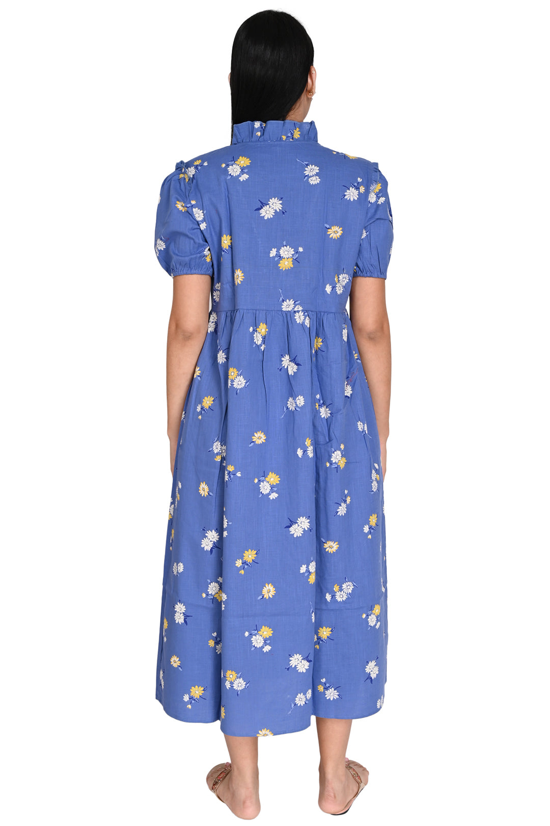 Blue Daisy Floral Dress-4