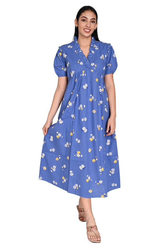 Blue Daisy Floral Dress