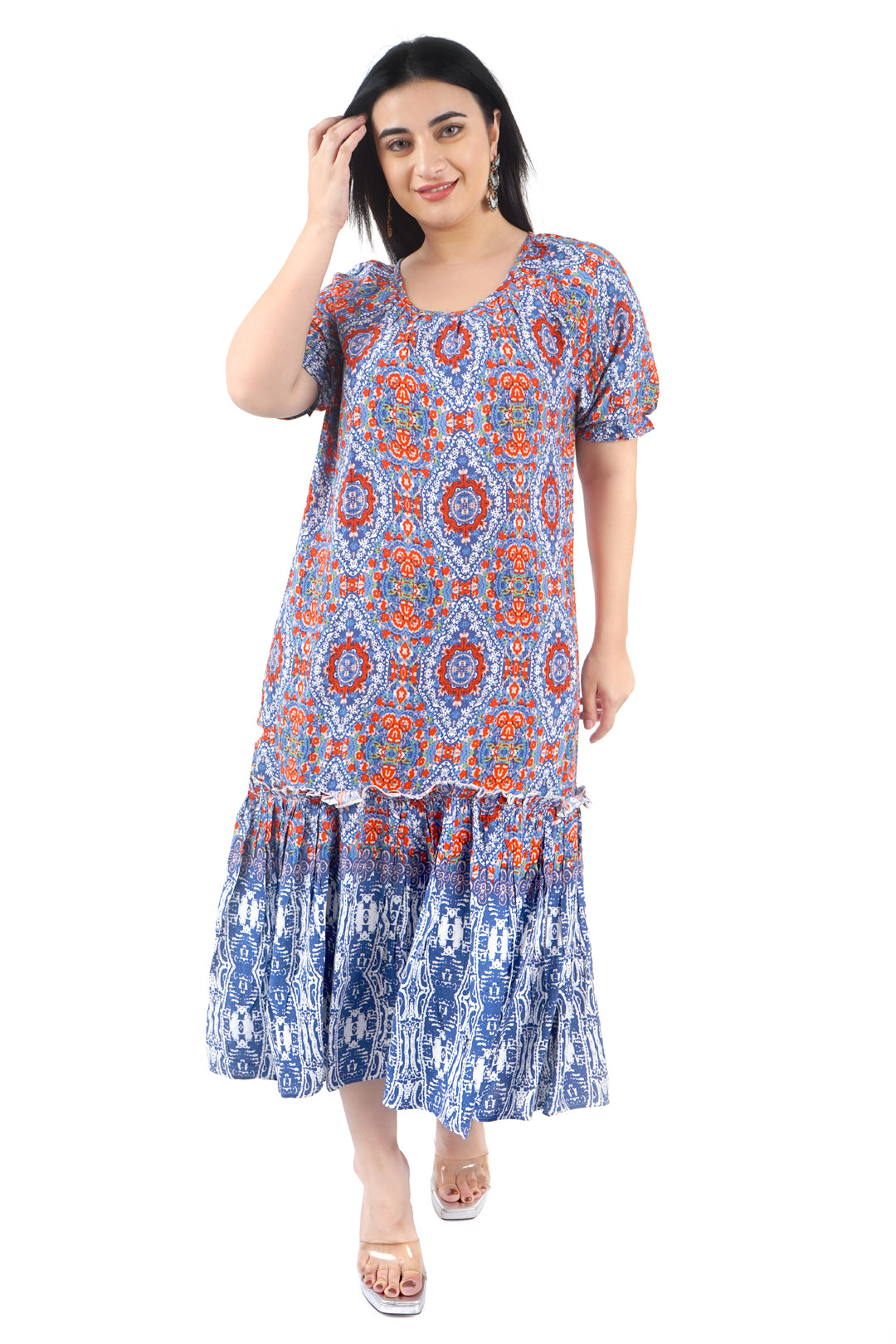 Boho Print Border Hem dress- Momiandme