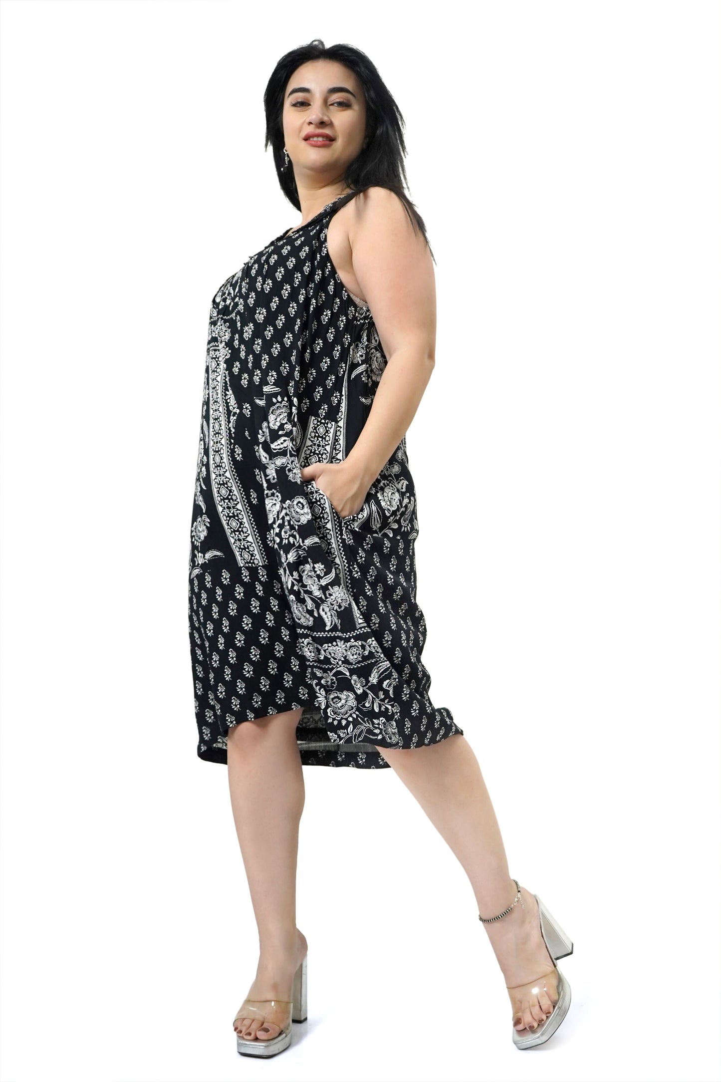 Rayon Bandana Print Shift Dress-1