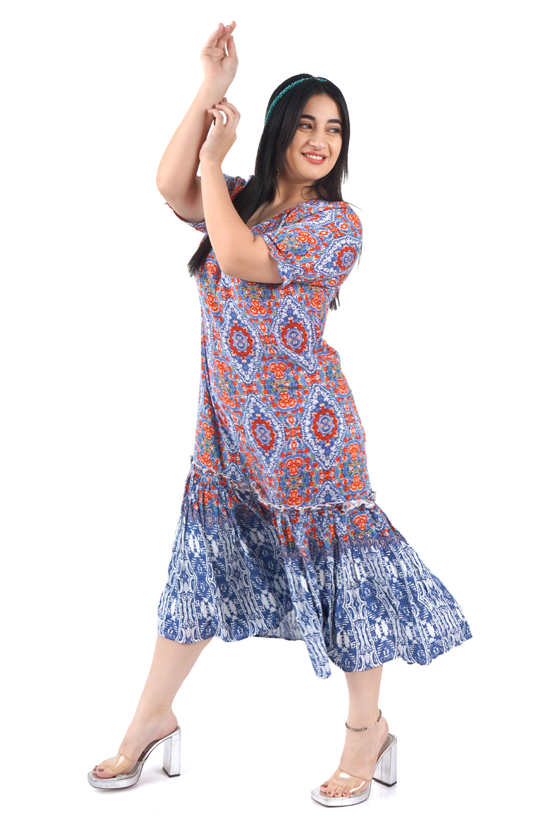 Boho Print Border Hem dress_3