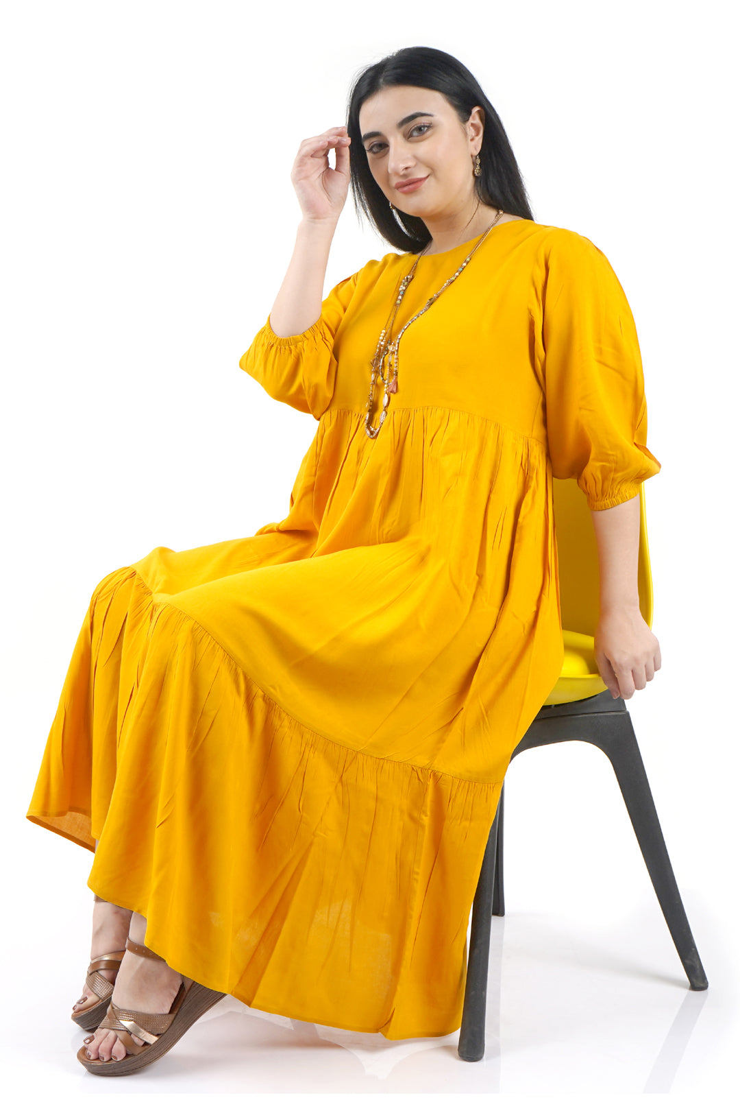 Sage Yellow Rayon Dress-4