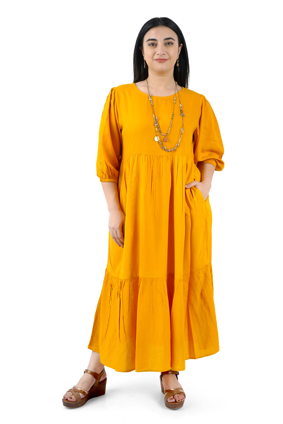 Sage Yellow Rayon Dress-1