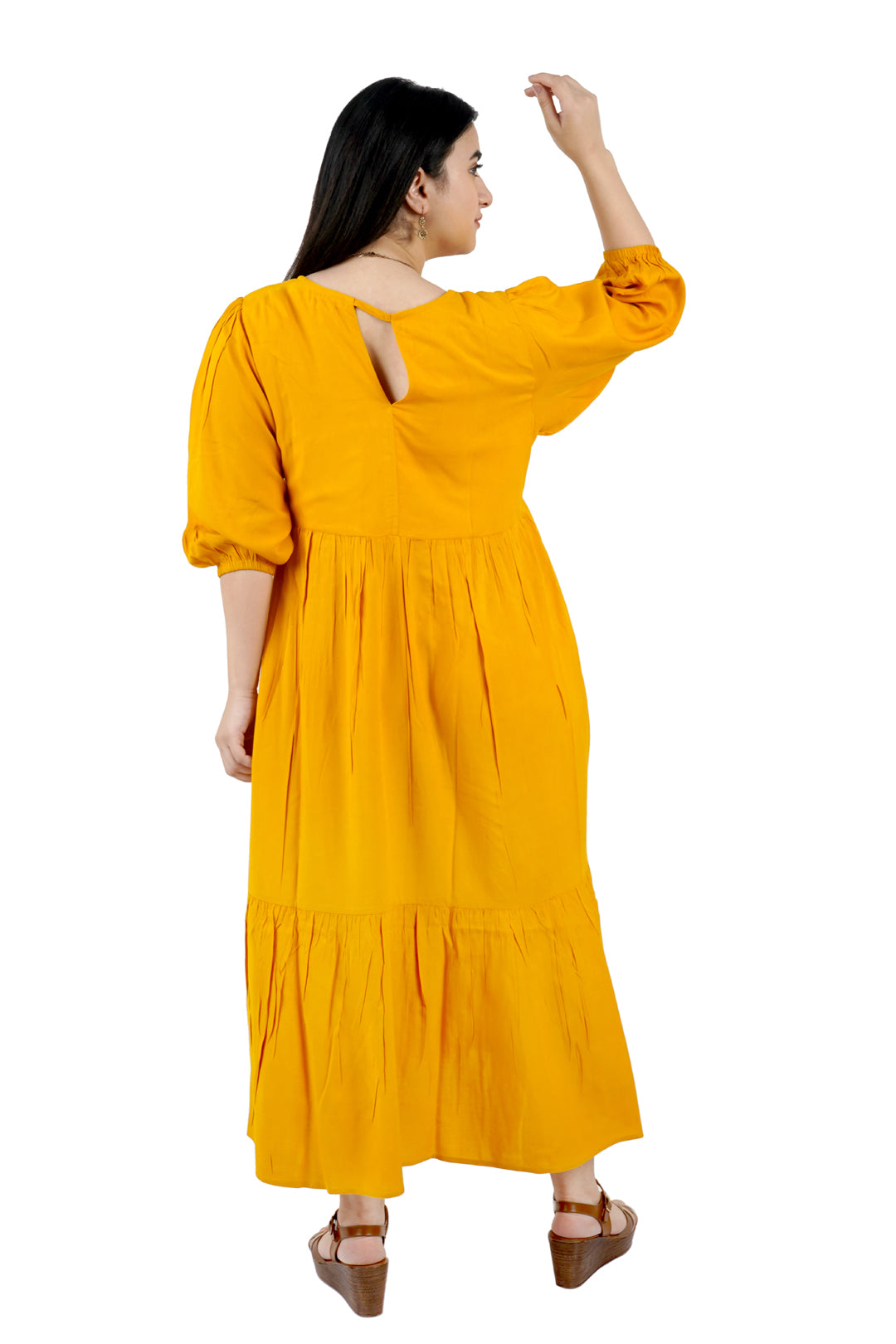 Sage Yellow Rayon Dress-5