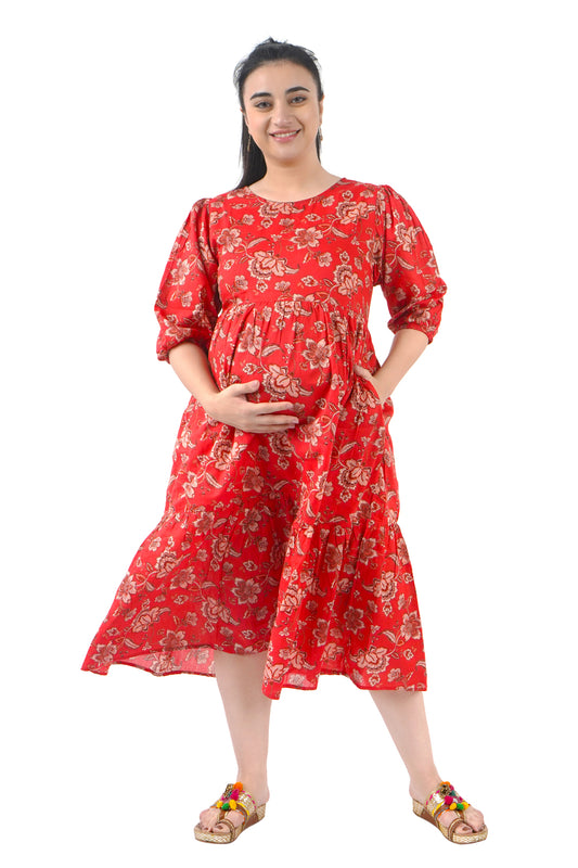 Doris Red Dress-MOMIANDME