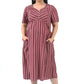 Old Rose stripe knee length dress-MOMIANDME