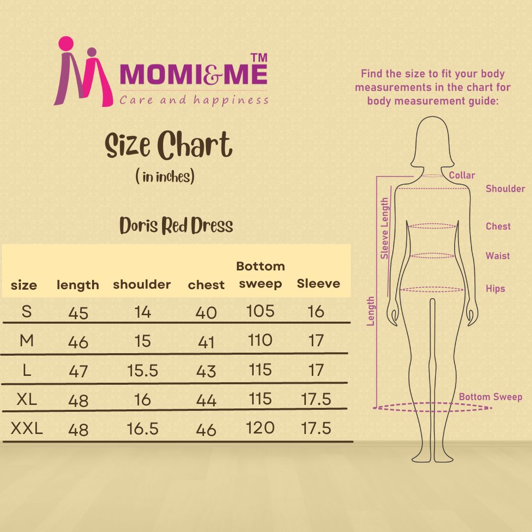 Doris Red Dress-sizechart