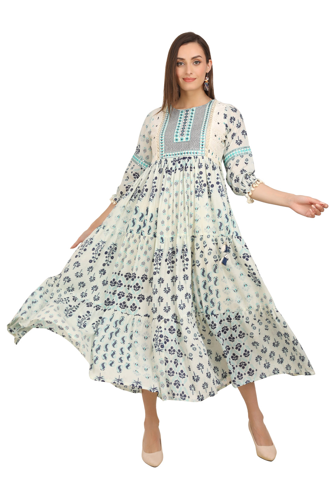 Momiandme_Sattva - Embroidred Block Print Dress-2