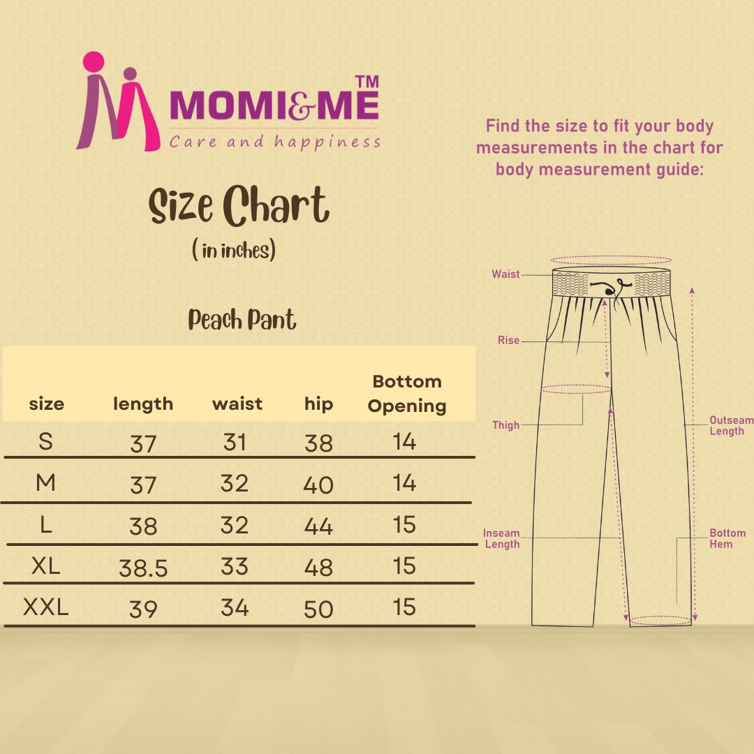 Peach Pant-sizechart