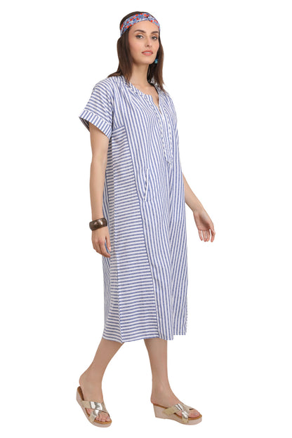 Aqua Align engineered stripe - Liberty Blue tunic(kurta)