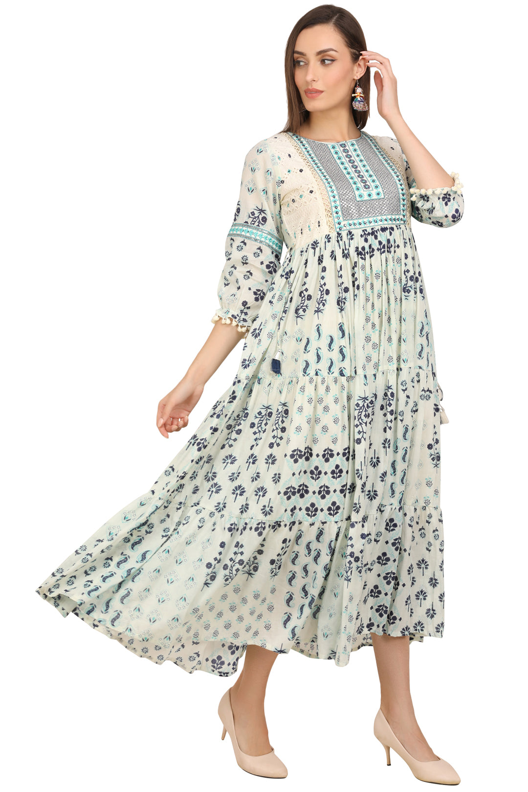 Sattva - Embroidred Block Print Dress