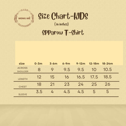Aqua Green Sparrow Cotton T-Shirt_SizeChart