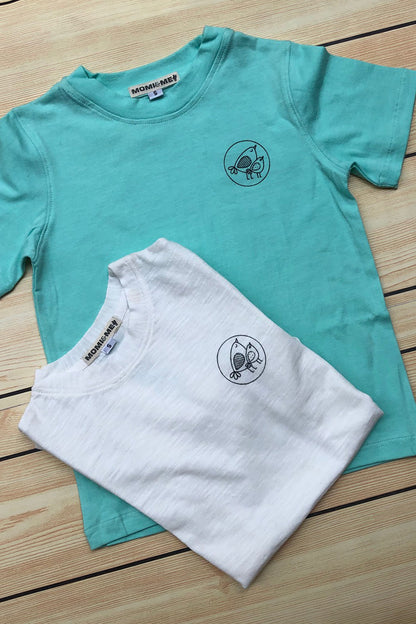 Sparrow Cotton T-shirt 2Pcs. Combo Pack (White, Aqua Green & Egypt Blue)