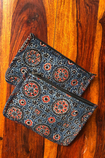 True Indigo Ajarakh cotton pouch