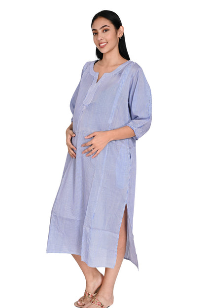 Blue long Maternity Tunic