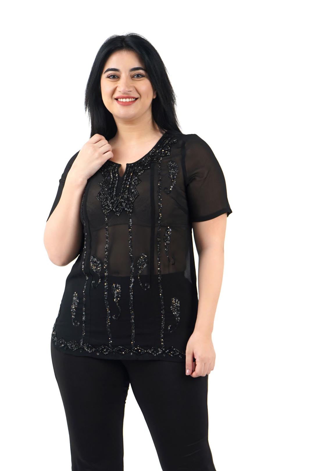 Embroidered  Sequin  Top-MOMIANDME