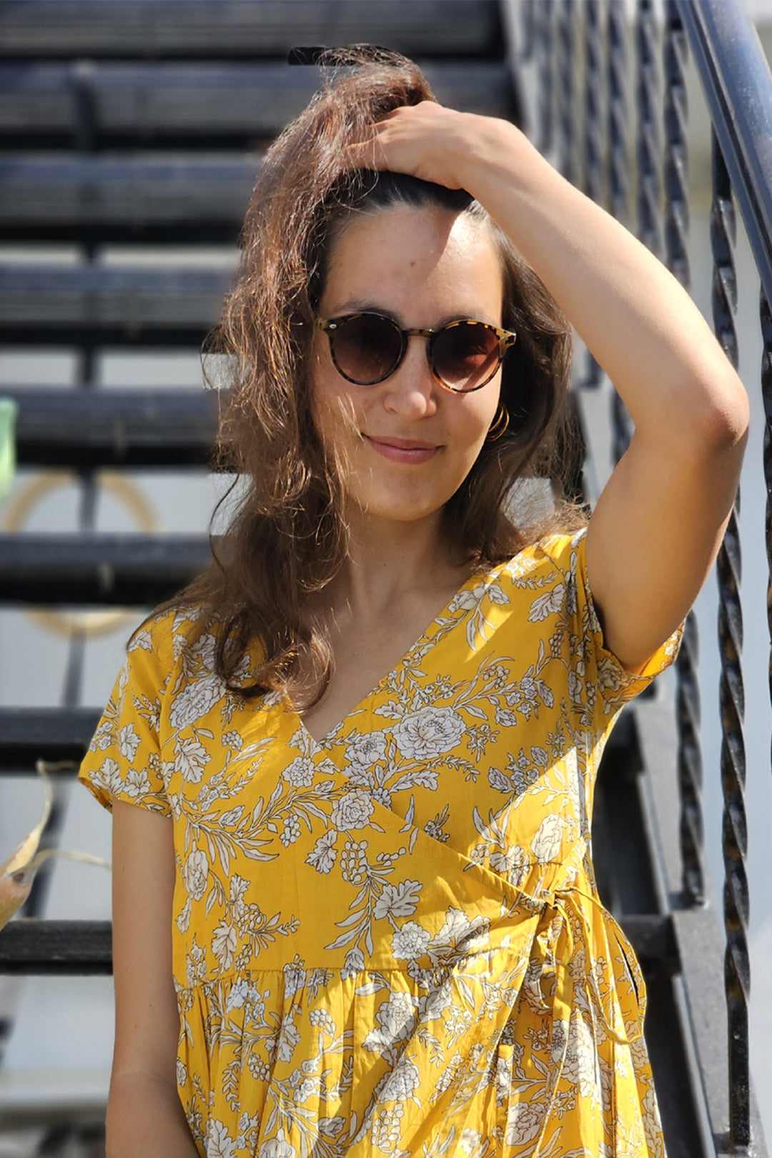 Wrap Yellow Floral Dress