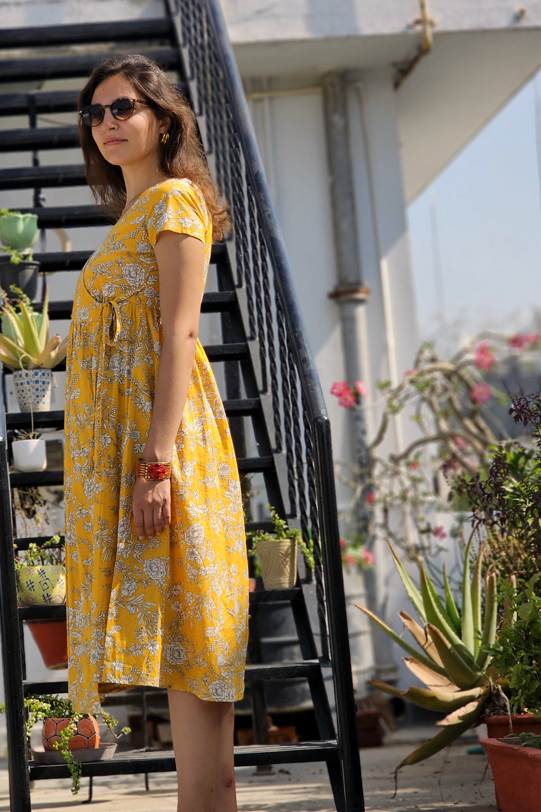 Wrap Yellow Floral Dress