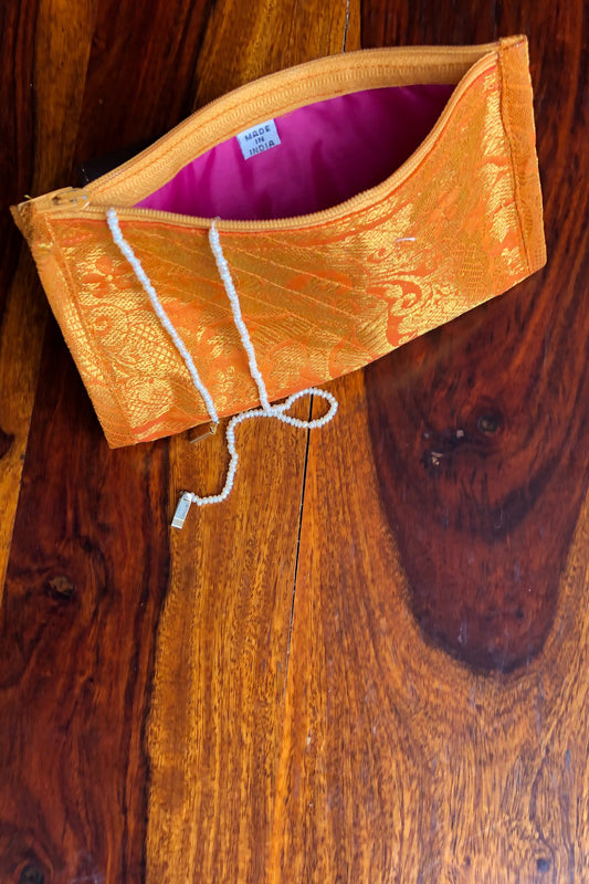 silk stash pouch -gold yellow